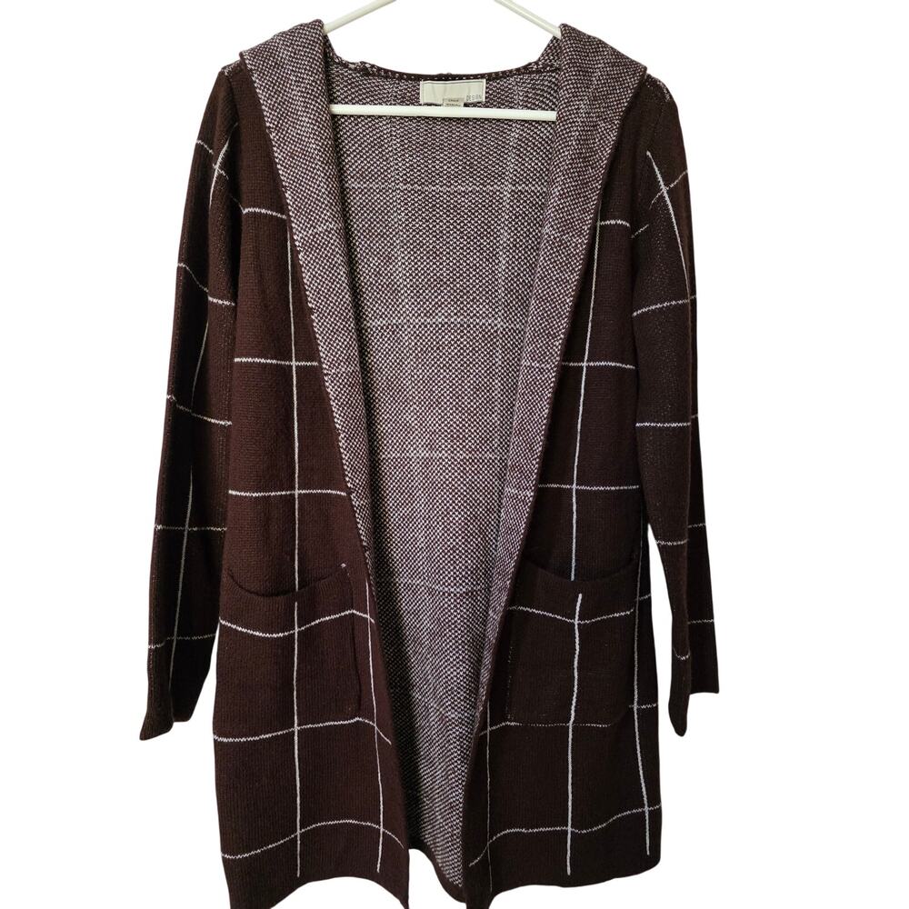By Design Size Small Women's Brown Hooded Cardigan with Front Pockets